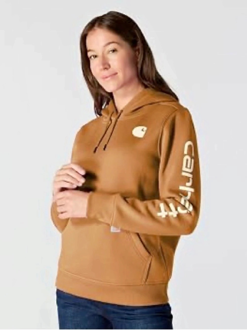 Carhartt Womens Relaxed Fit Midweight Logo Sleeve Graphic Sweatshirt size L